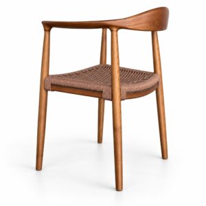 TPZ-022B Walnut Ash & Coffee Cord Dining Armchair — studio product view