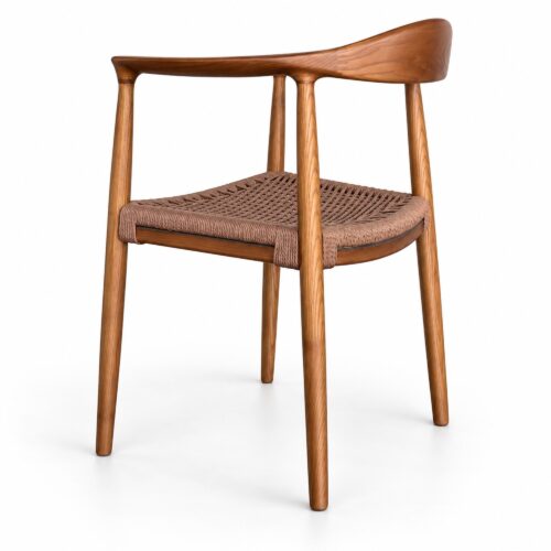 TPZ-022B Walnut Ash & Coffee Cord Dining Armchair — studio product view