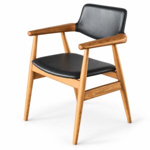 Natural Ash & Black PU Dining Armchair — studio product view
