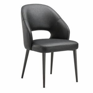 Black PU Dining Chair with Open Back Detail — studio product view