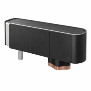 Black and Grey Sideboard with Marble-Look Top — alternate product view