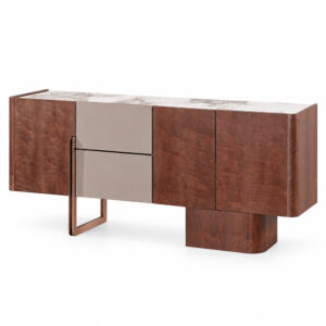 Walnut-Tone Sideboard with Sintered-Stone Top — studio product view