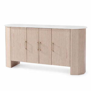 Natural Wood-Tone Sideboard with Sintered-Stone Top — studio product view