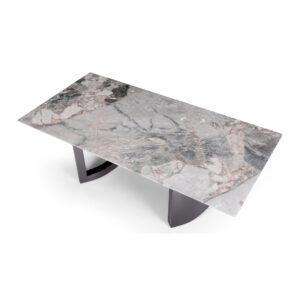 Grey Breccia-Pattern Sintered Stone Dining Table — alternate supplier view showing the top and base