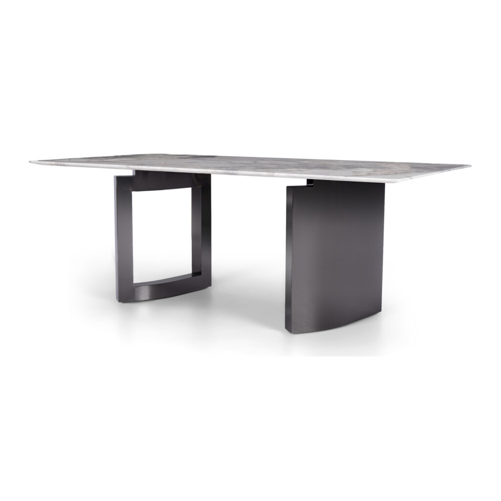Grey Breccia-Pattern Sintered Stone Dining Table — supplier studio view showing the complete product