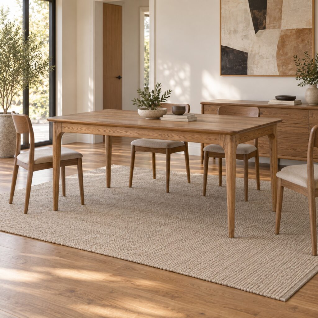 Ash Dining Table with Softened Corners — 180 cm — styled room view 2