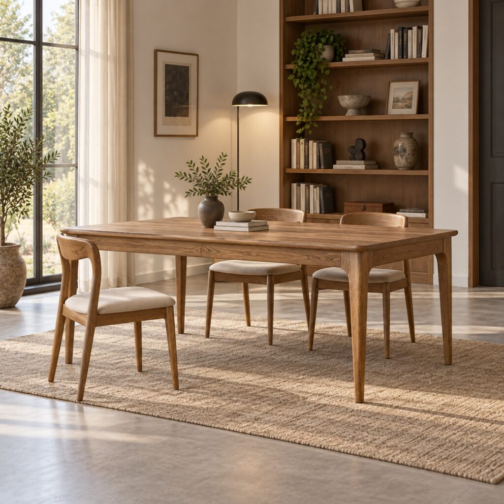 Ash Dining Table with Softened Corners — 180 cm — styled room view 3