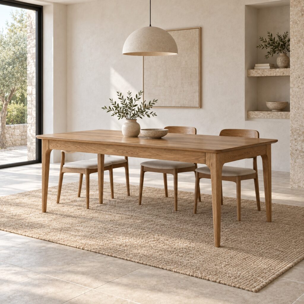 Ash Dining Table with Softened Corners — 180 cm — styled room view 4