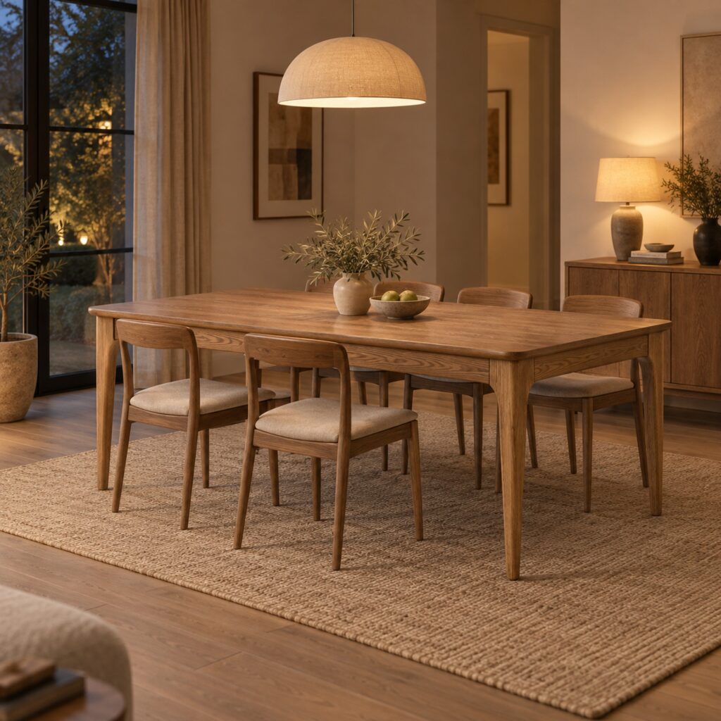 Ash Dining Table with Softened Corners — 180 cm — styled room view 5