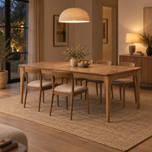 Ash Dining Table with Softened Corners — 180 cm — styled room view 5