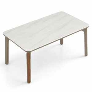 Khaki and White Sintered-Stone Dining Table — alternate product view