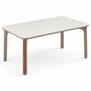 Khaki and White Sintered-Stone Dining Table — studio product view