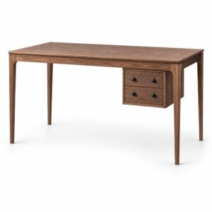 Walnut-Tone Ash Desk with Suspended Drawer Unit — studio product view