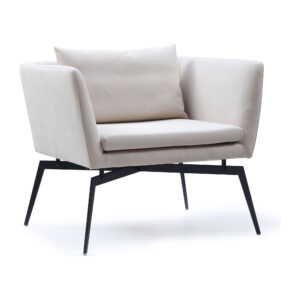 Arden Cream Tech-Fabric Accent Chair with Carbon-Steel Legs — supplier studio view