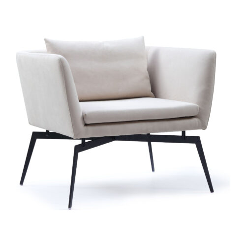 Arden Cream Tech-Fabric Accent Chair with Carbon-Steel Legs — supplier studio view