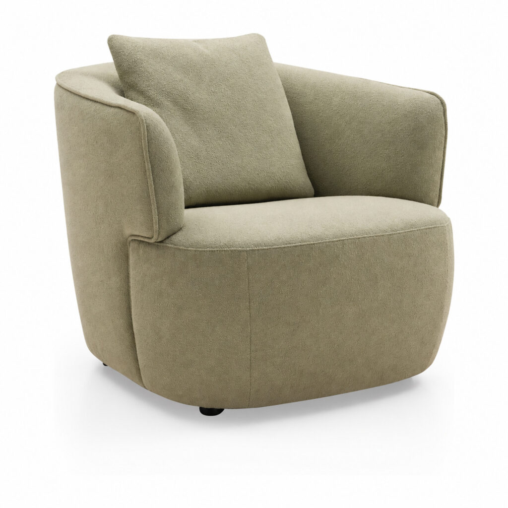 Aster Green Fabric Accent Chair with Curved Upholstered Base — supplier studio view