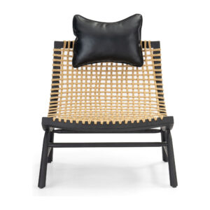 Marlow Black Ash-Wood and Natural-Tone PE Rattan Lounge Chair — supplier alternate view