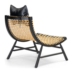 Marlow Black Ash-Wood and Natural-Tone PE Rattan Lounge Chair — supplier studio view