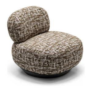 Camel Patterned Fabric Accent Chair with Rounded Back and Metal Base — studio alternate view