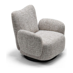 Beige Woven-Fabric Swivel Accent Chair with Sculpted Back — studio alternate view