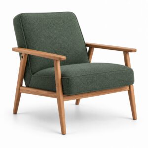 Green Fabric Lounge Chair with Angled Ash Frame — alternate product view