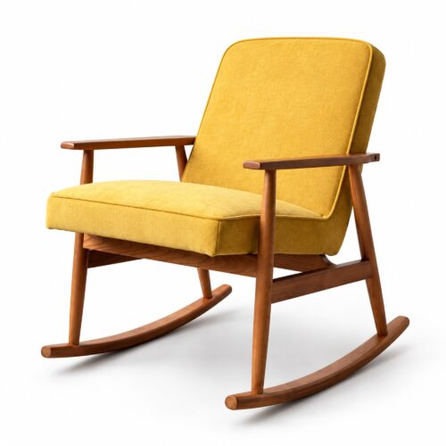 Mustard Fabric Rocking Chair with Ash Frame — studio product view