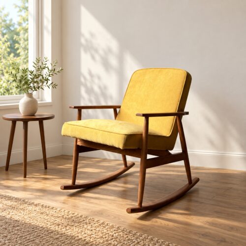 Mustard Fabric Rocking Chair with Ash Frame — styled room view 5