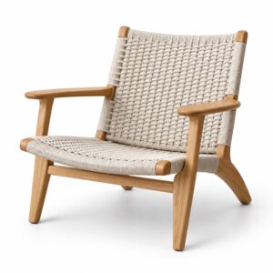 Woven Paper-Cord Lounge Chair with Ash Arms — alternate product view