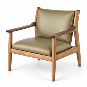 Olive Silicone-Upholstered Lounge Chair with Ash Frame — alternate product view