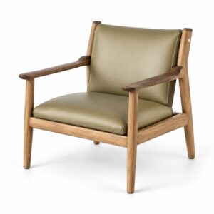 Olive Silicone-Upholstered Lounge Chair with Ash Frame — studio product view