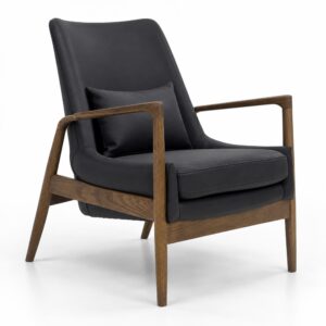 Walnut & Charcoal Microfiber Leather Lounge Chair — alternate product view