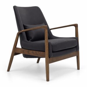 Walnut & Charcoal Microfiber Leather Lounge Chair — studio product view