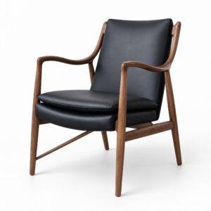 Walnut Ash & Black Microfiber Leather Lounge Chair — alternate product view