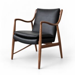Walnut Ash & Black Microfiber Leather Lounge Chair — studio product view