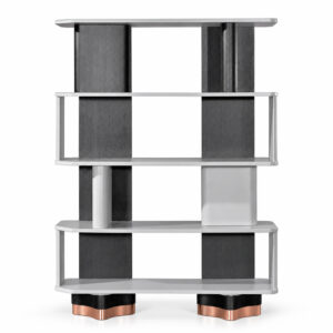 Black and Grey Display Shelves with Metallic Accents — alternate product view