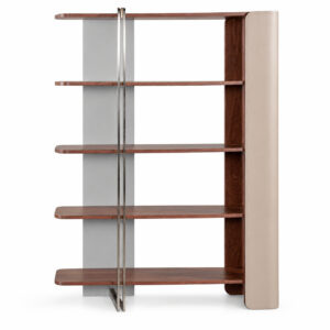 Walnut-Tone Display Shelves with Contrasting Uprights — alternate product view