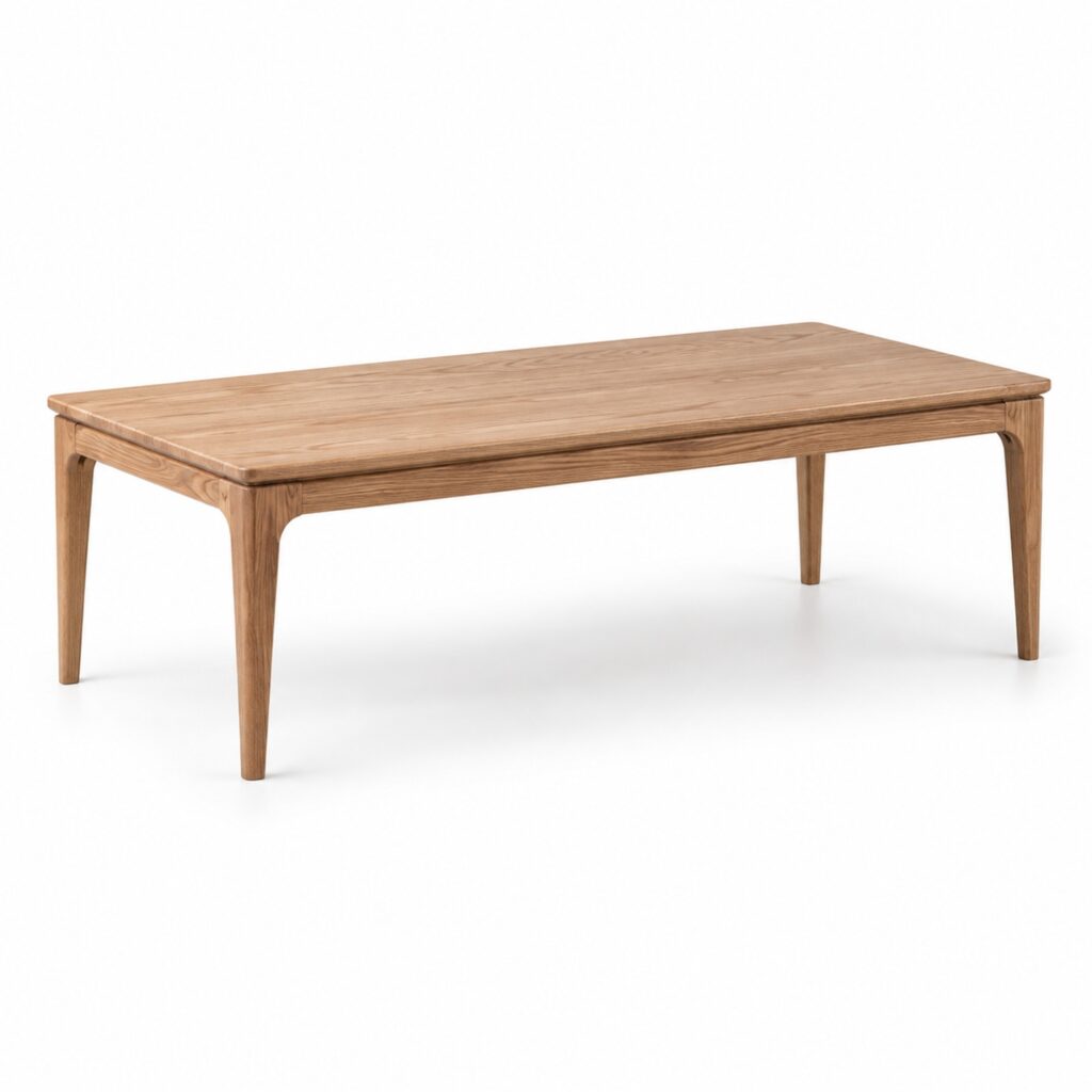 Rectangular Ash Coffee Table with Slender Legs — studio product view