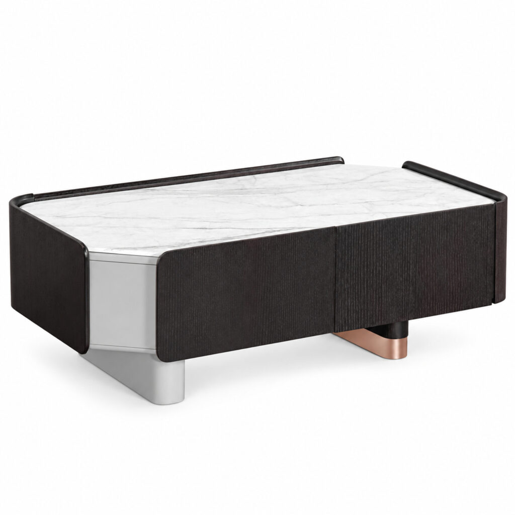 Black and Grey Coffee Table with Marble Top — studio product view