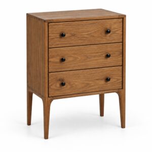 Walnut-Tone Ash Three-Drawer Cabinet on Tall Legs — alternate product view