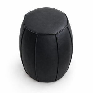 Black Panelled Top-Grain Leather Stool — elevated studio view