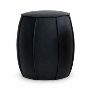 Black Panelled Top-Grain Leather Stool — studio front view