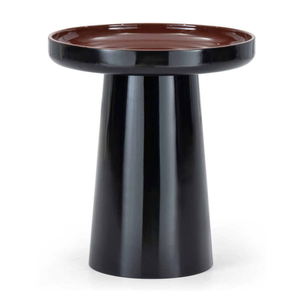 Black Pedestal Side Table with Brown Tray Top — supplier studio view