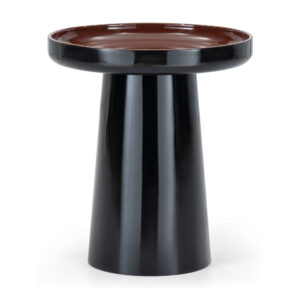 Black Pedestal Side Table with Brown Tray Top — supplier studio view