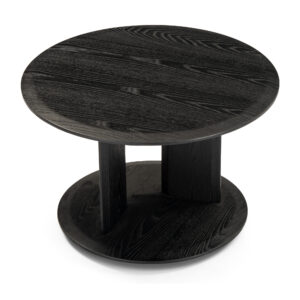 Noma Black Oak-Veneer Round Side Table — studio elevated view