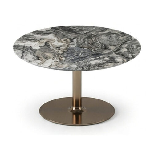 Grey Swirl Sintered Stone Pedestal Side Table — alternate supplier view showing the top and base