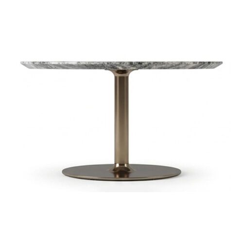Grey Swirl Sintered Stone Pedestal Side Table — supplier studio view showing the complete product