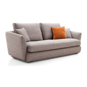 Grey Wide-Seat Three-Seat Fabric Sofa with Three Pillows — supplier studio view