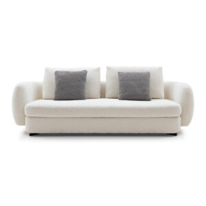 Cream Three-Seat Fabric Sofa with Foam-and-Down Filling — supplier studio view