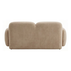 Camel Twin-Back Two-Seat Fabric Sofa — studio rear view