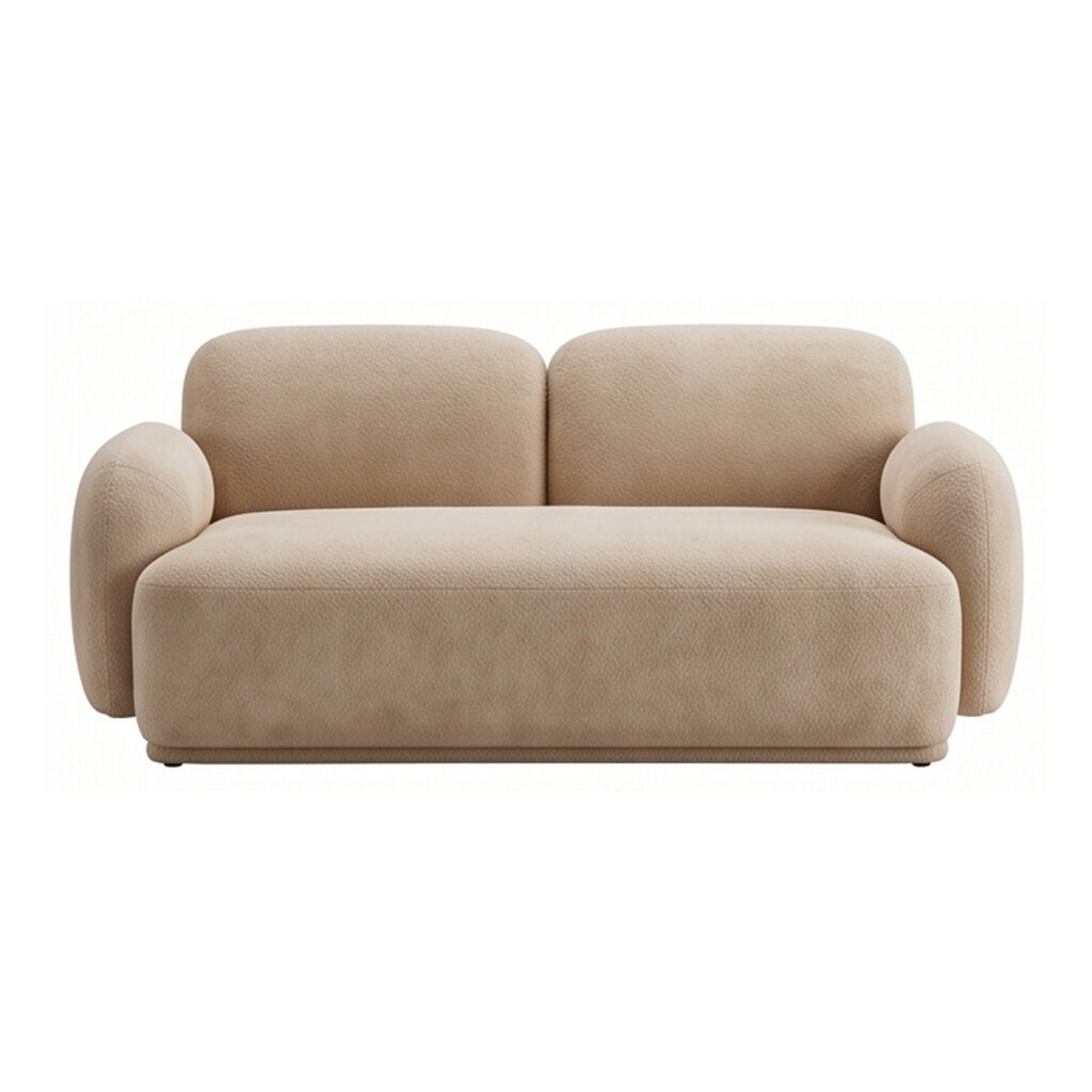 Camel Twin-Back Two-Seat Fabric Sofa — supplier studio view